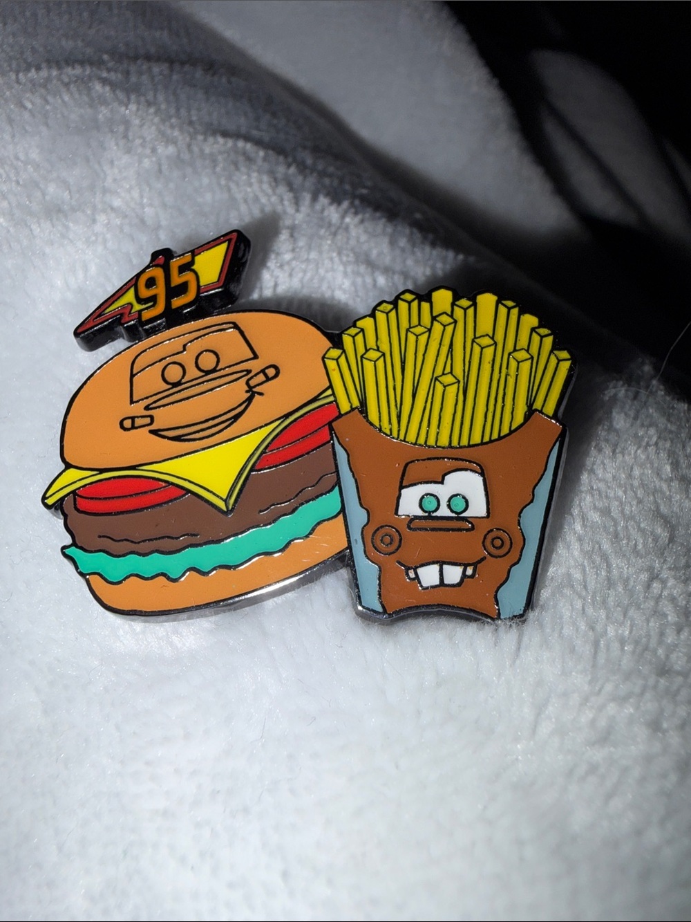 Pixar loungefly cars mater and lightening Mc queen Burger & Fries Disney  Pin